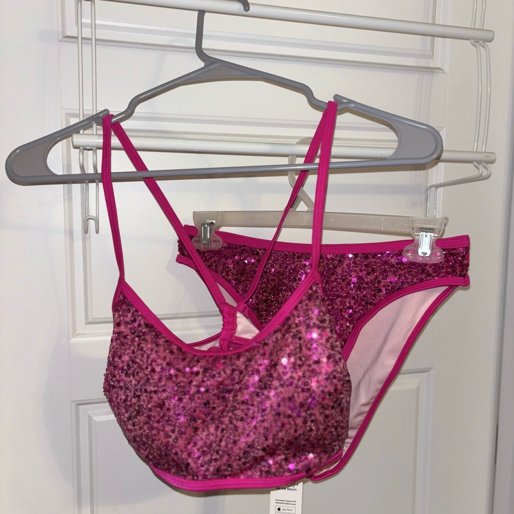 Cupshe Sequin Pink Bikini Top